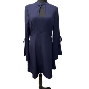 Whimsigoth eci New York dress bell sleeves navy blue Career Keyhole Neck Size 6